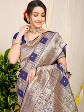 Golden Box Heavy Banarsi Navy Blue Saree